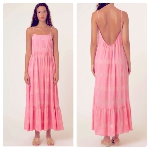 FRNCH Dresses & Skirts - FRNCH maissane Tired Gauzy Low Back Pink Tiered Maxi